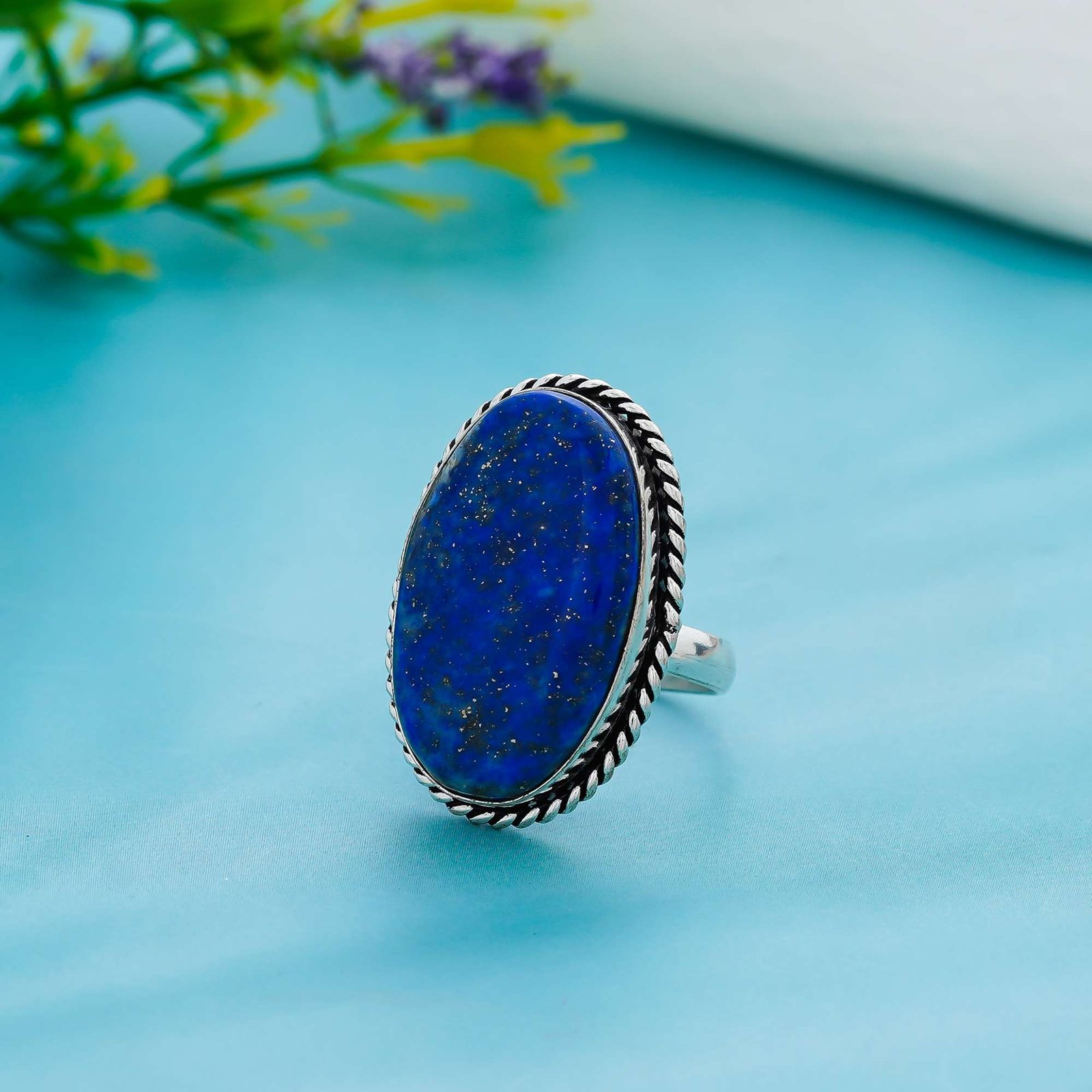 Arts Crystal Products Natural Labradorite Ring Set for Women,Vintage Joint Knuckle Stackable Rings Oval Gemstone Ring